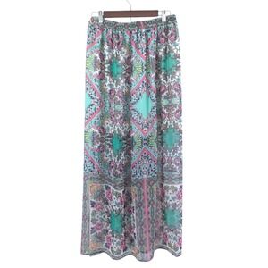 Blue Rain Maxi Skirt Boho Beachy Cottage Coastal Flowy Summer Long‎ Medium